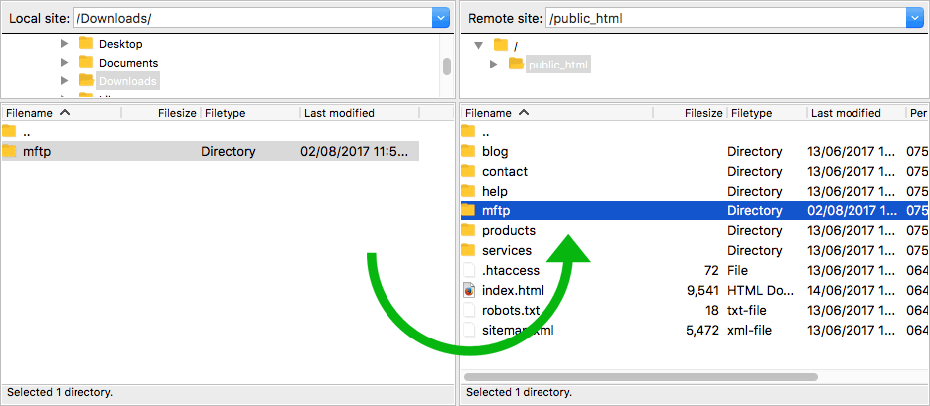 Filezilla transfer