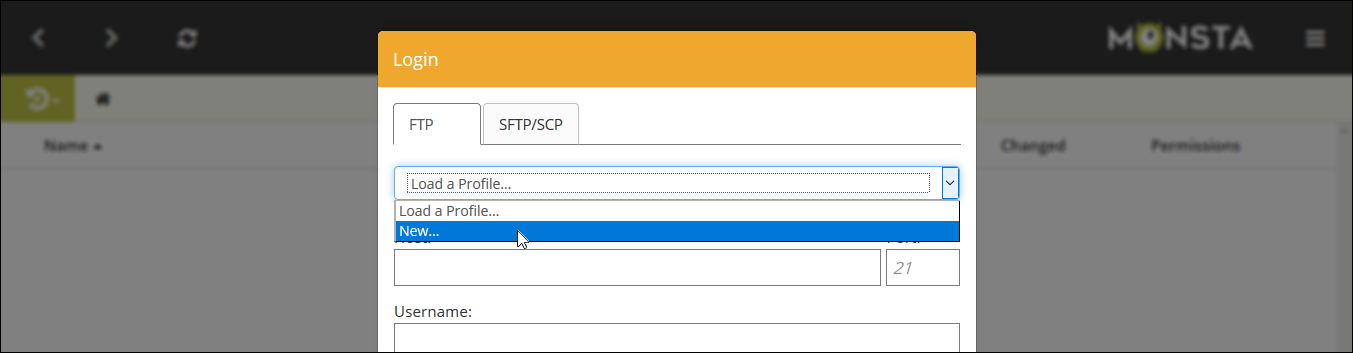 Monsta FTP new profile