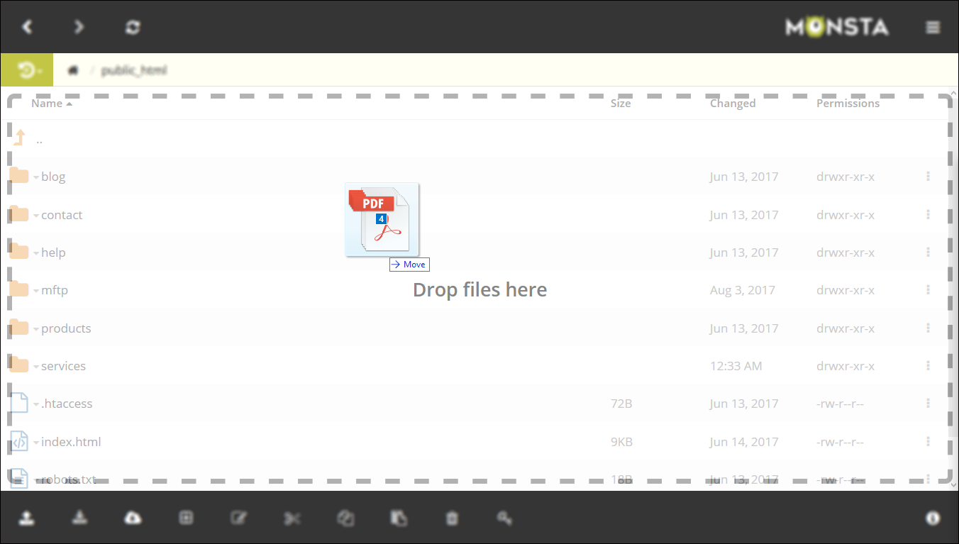 Monsta FTP Drop Files